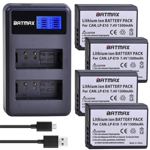 LP-E10 Battery & LCD Dual USB Charger for Canon 1100D 1200D 1300D Rebel T3 T5 T6 KISS X50 X70