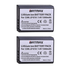 Load image into Gallery viewer, LP-E10 Battery &amp; LCD Dual USB Charger for Canon 1100D 1200D 1300D Rebel T3 T5 T6 KISS X50 X70