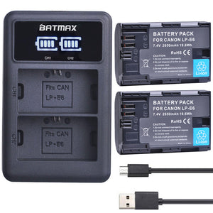 LP-E6 & LP-E6N Battery + Dual Charger For Canon EOS 5D 5DS R 5D 6D 7D 60D 60DA 70D 80D 90D XC10