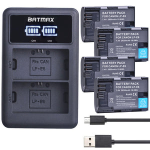 LP-E6 & LP-E6N Battery + Dual Charger For Canon EOS 5D 5DS R 5D 6D 7D 60D 60DA 70D 80D 90D XC10